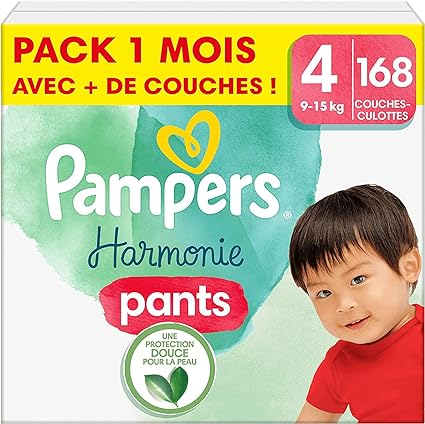 Couches-Culottes Pampers Harmonie Pants Taille 4 (9-15 kg), 168 Unités - COUCHE-SHOP