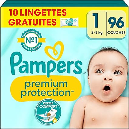 Couches Pampers Premium Protection(< 3 kg) Pour La Protection Des Peaux Sensibles - COUCHE-SHOP