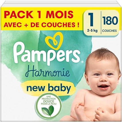 Pampers Couches Harmonie Taille 1(2-5 kg), 180 Couches Bébé - COUCHE-SHOP