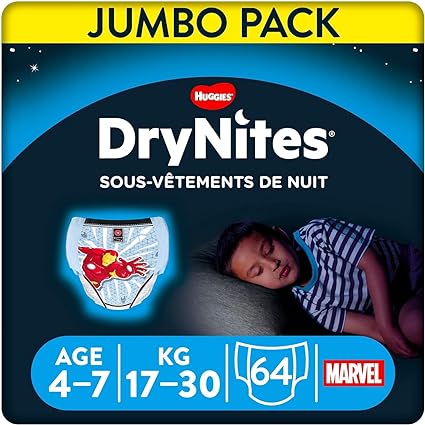 sous-vêtements de nuit ultra-absorbants HUGGIES DryNites, solution idéale pour les enfants qui font pipi au lit - COUCHE-SHOP